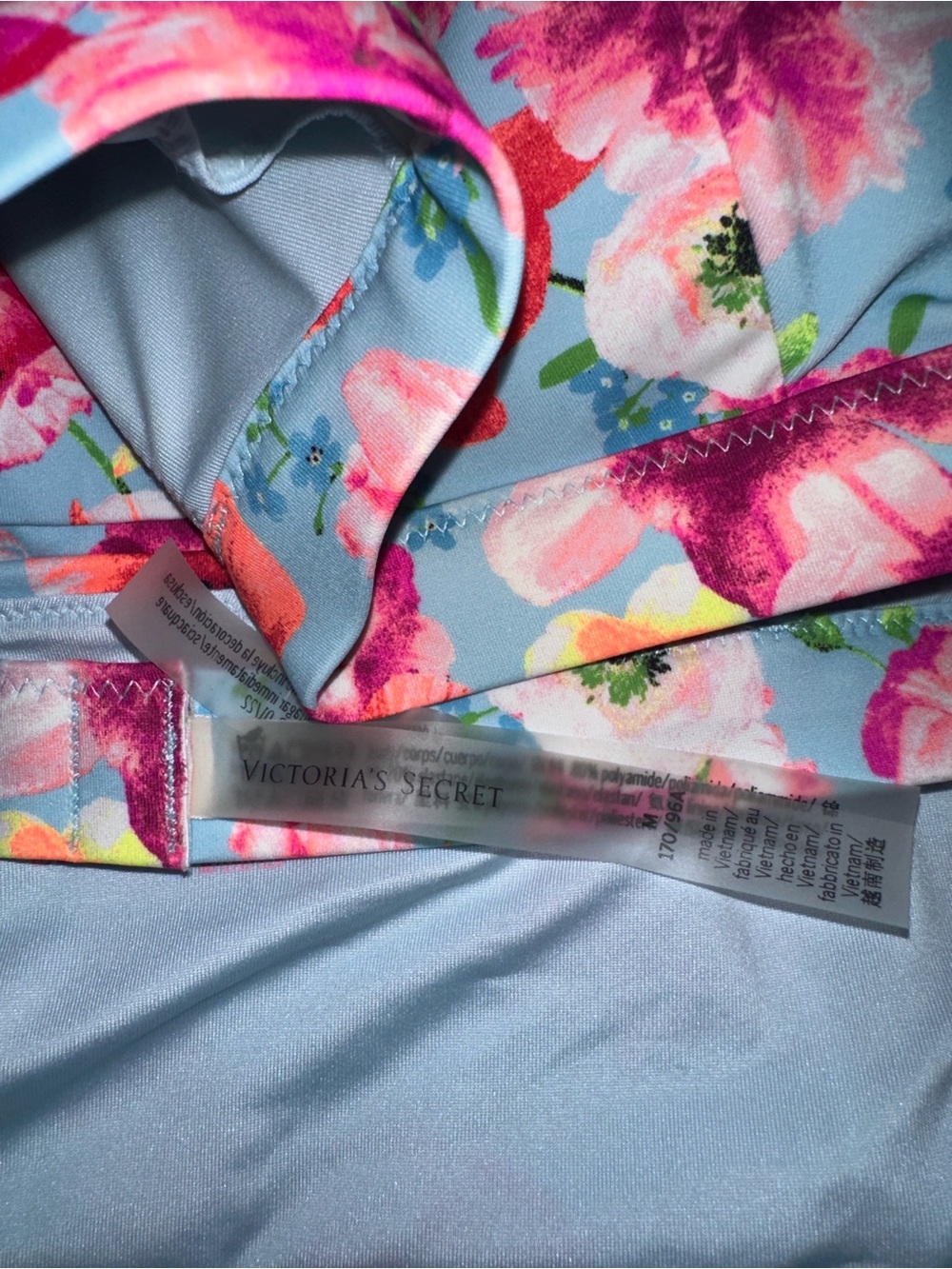 Victoria's Secret Floral Tie-String Bikini - Light Blue, Pink & Orange - Picture 5 of 5